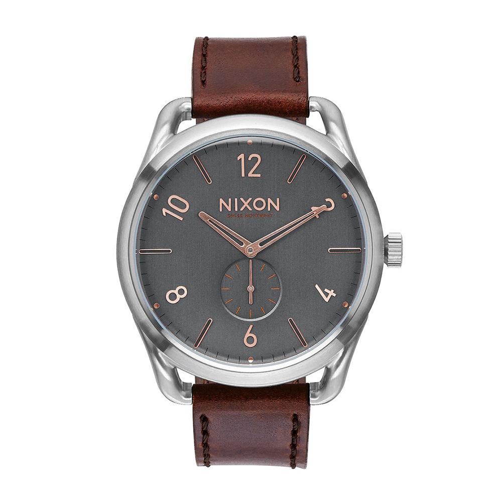 NIXON C45 LEATHER A4652064 ANALOG SILVER MENS WATCH