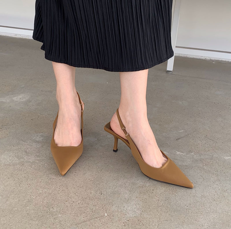 Summer Women Heels Sandals Red Pointed Slingback Sandals Shoes Green Black Purple Kitten Heels Party Prom Ladies Stilettos