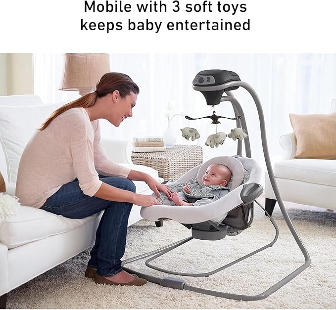 Graco DuetConnect LX Seat and Bouncer Multi-directional Seat Multiple Swing Speeds Easy to Carry Redmond