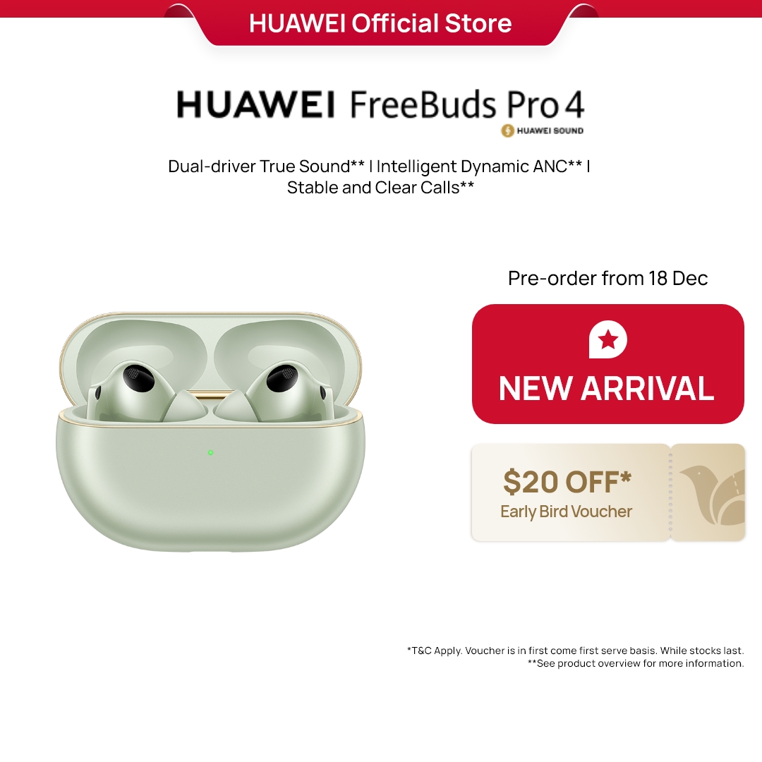 [Pre-Order Now] HUAWEI FreeBuds Pro 4 | Earphone | Dual-driver True Sound | Intelligent Dynamic ANC | Stable&Clear Calls