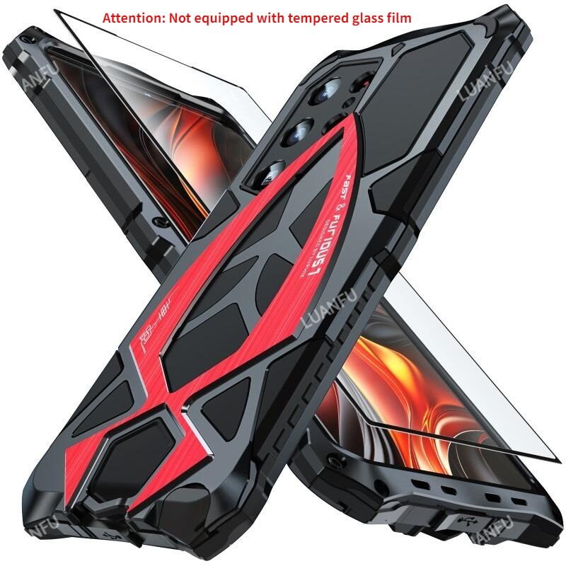 Case for Samsung Galaxy S23 Ultra / S24 Ultra / S22 Ultra Explosion-proof All-inclusive Protective Shell Sports Car Design Mechanical Feel High Hardness Aluminum Alloy Scratch-proof Anti-drop Shockpro
