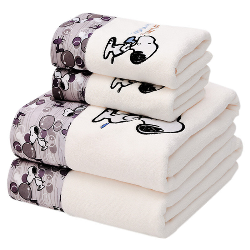 Towel Bath Towel 2 Pcs/Set Women's Summer Household Thin Quick-drying Absorbent Cartoon Cute Ultra-thin Couple Bath Wrap