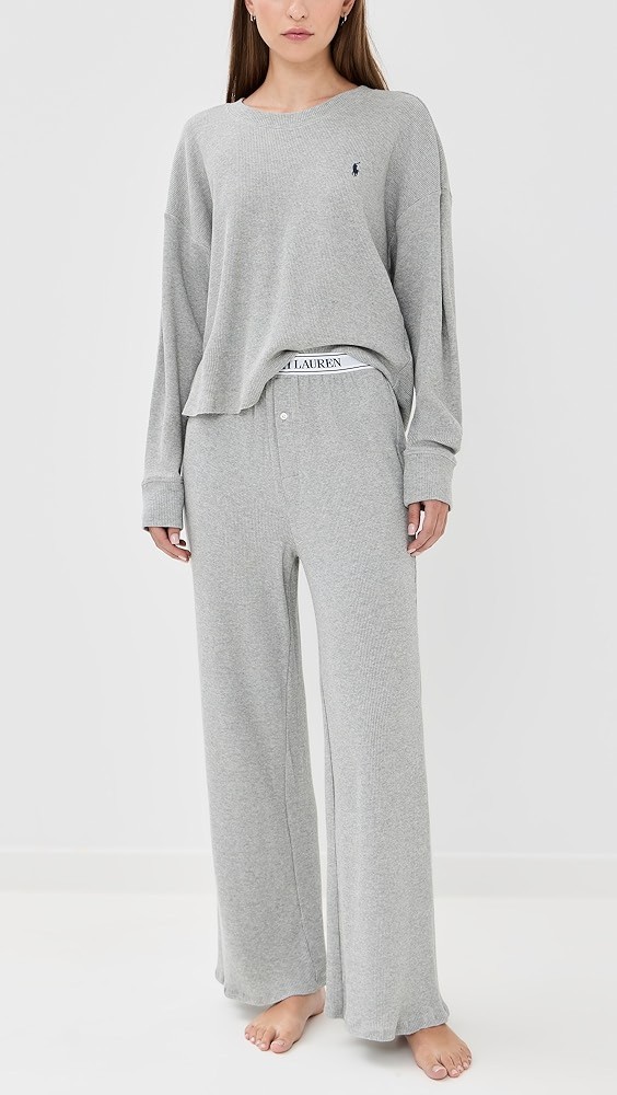 Crew Neck Wide Leg Pajama Set