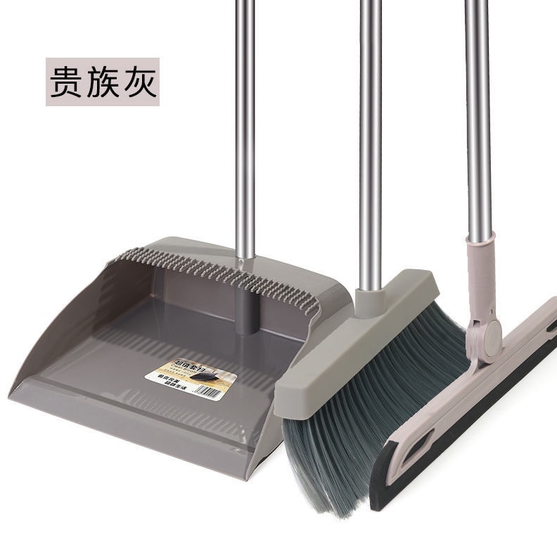 ♨ Broom Dustpan Set Household Dustpan Broom Single Rotating Wiper Blade Non-Stick Head Hair Wet and Dry Broom/Rotatable Broom and Wind Proof Dust Pan with Broom Comb