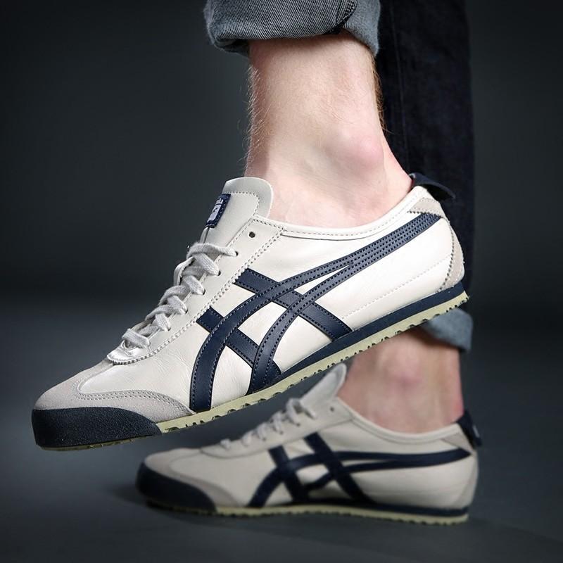 ☌❀ [Original and Available] 100 Tiger Shoe 2020 Men Women Sneakers Beige Unisex Super Soft Leather Sport Jogging Running Tiger Shoe