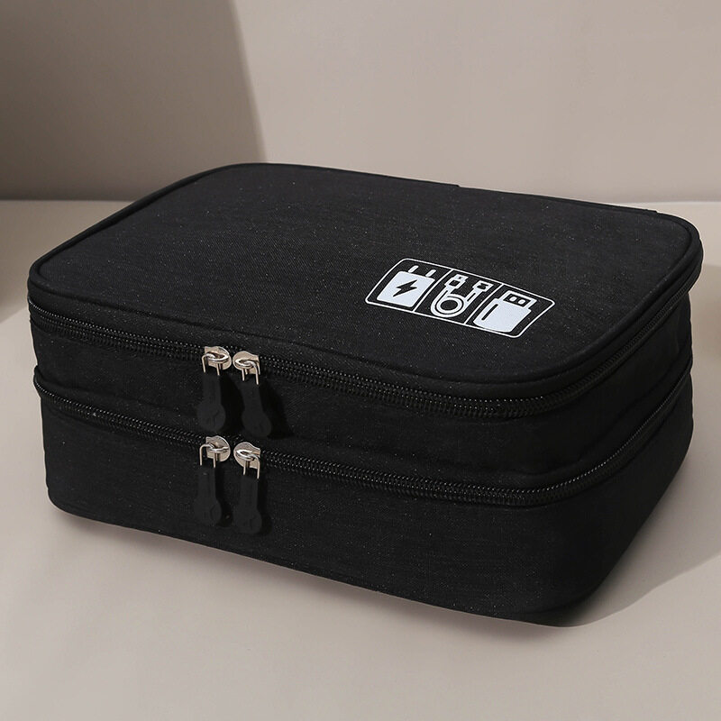 Double Layer Electronics Organizer, Jelly Comb Electronic Accessories Cable Organizer Bag, Travel Cable Storage Bag for Cables, Laptop Charger, Mouse, USB Flash Drive Case