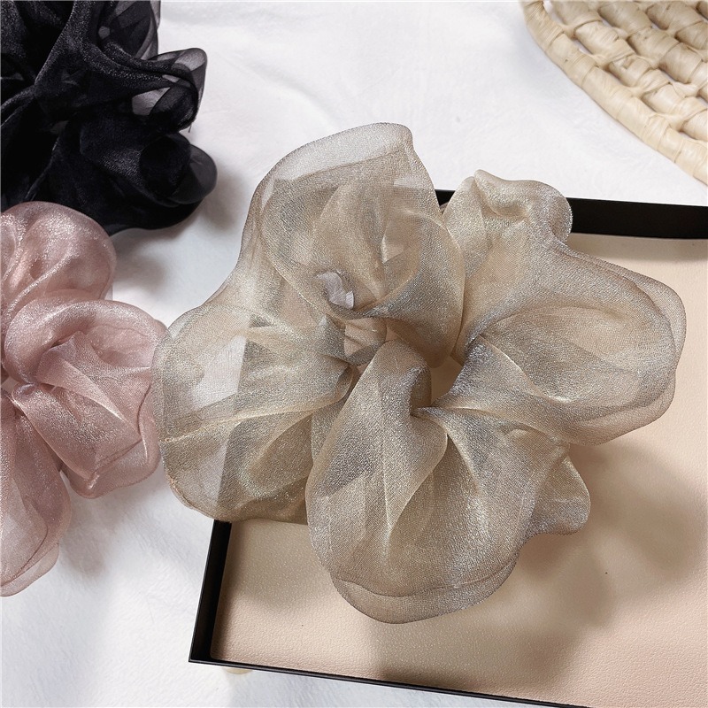[SG | Super Fluffy] Shining Organza Large Scrunchies Women Hair Ties - Big Scrunchy Hair Bands Elastic Hair Accessories Soft Large Scrunchies For Girl Women