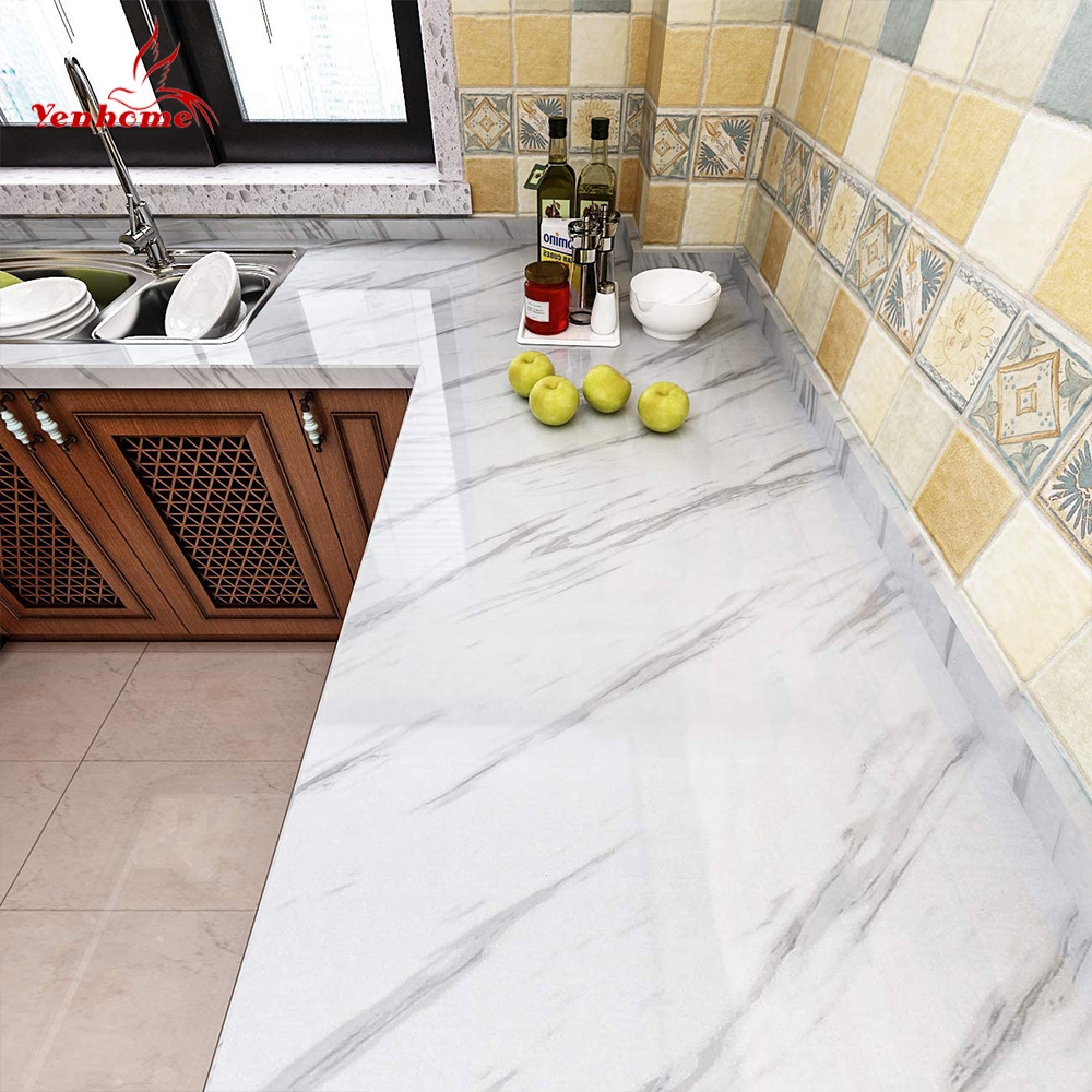 [New] Yenhome 40cmX500cm Marble PVC Vinyl Film Self Adhesive Waterproof Wallpaper for Bathroom Kitchen Cupboard Countertops Contact Paper Wall Stickers