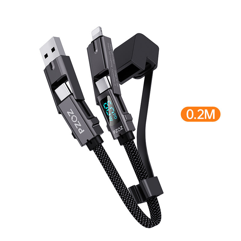 PZOZ 4 in 1 60W PD USB C Cable Digital Display Fast Charging For iPhone 15 14 13 Pro Max Xiaomi Samsung Huawei MacBook iPad USB Type C Cord Charger