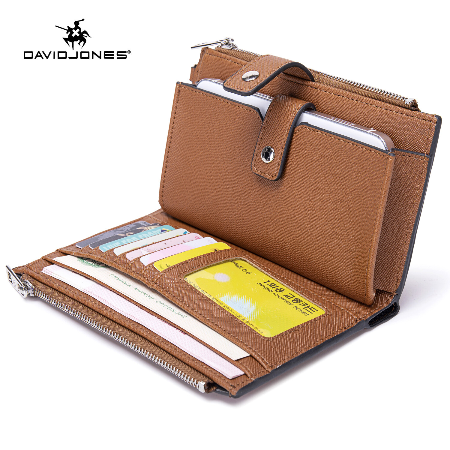 David jones Paris long wallet for women ladies branded purse girls card holder woman leather pouch 2022