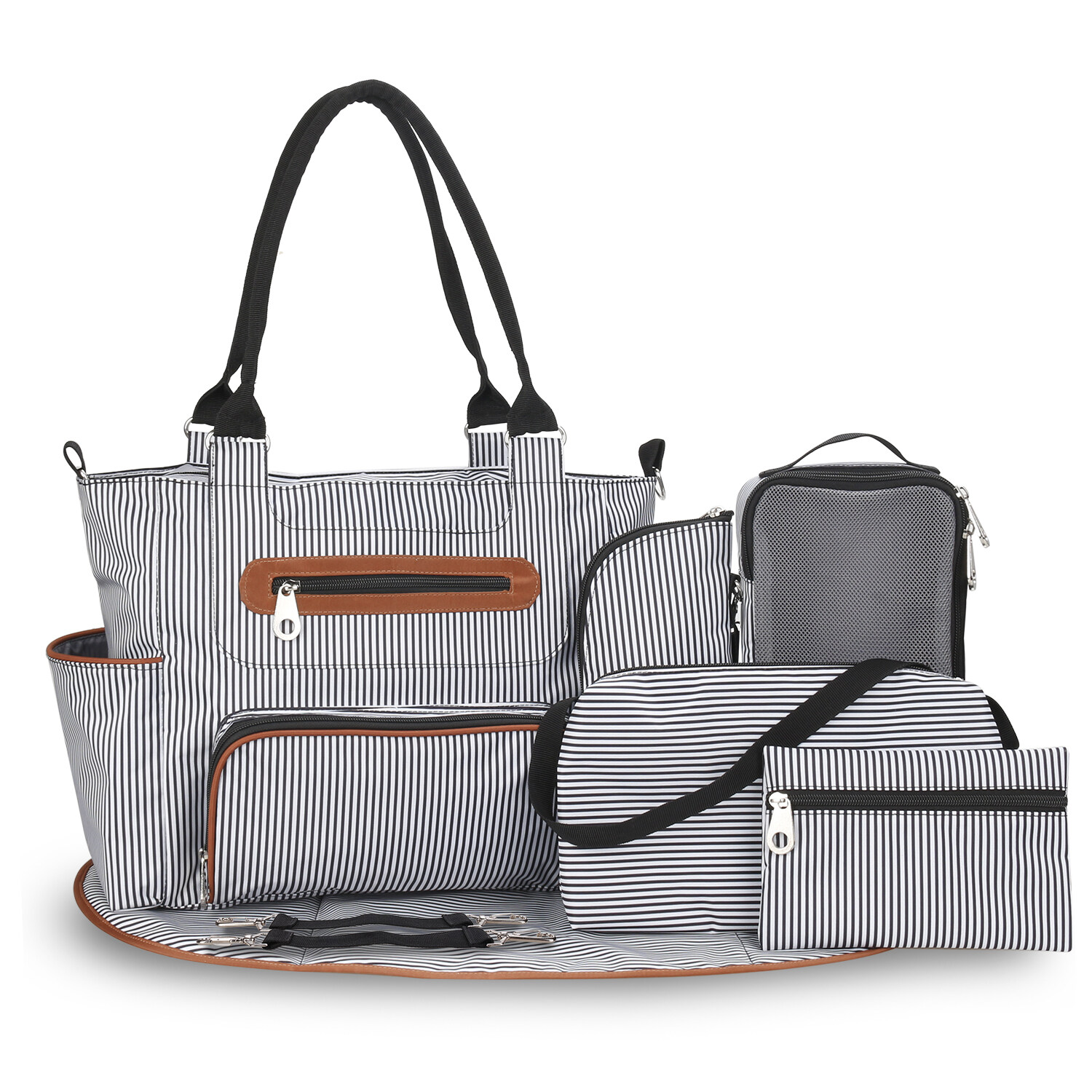Diaper Bag 7 Pcs Set Quality Large Capacity Baby Nappy Bag Travel Backpack Stroller Organizer Baby Care Bag for Mom Activity Gear