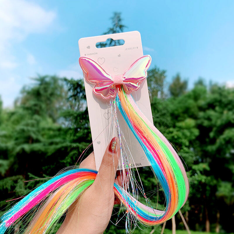 Colorful Wig Pigtail Elastic Hair Band for Girls Sequin Glitter Unicorn Scrunchies Ponytail Hair Ropes Kids Headwear