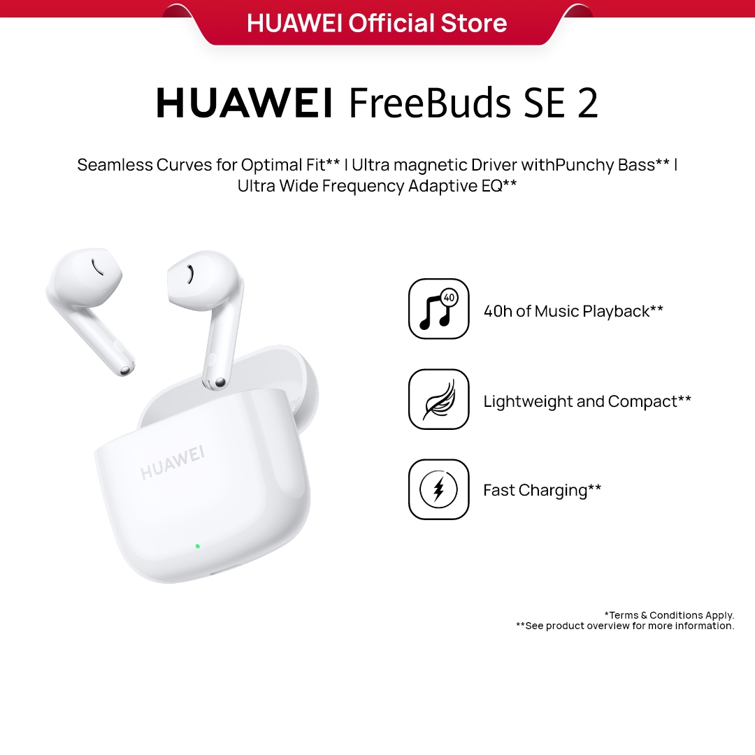 HUAWEI FreeBuds SE 2 Earphone | 40h of Music Playback | Lightweight and Compact | Fast Charging