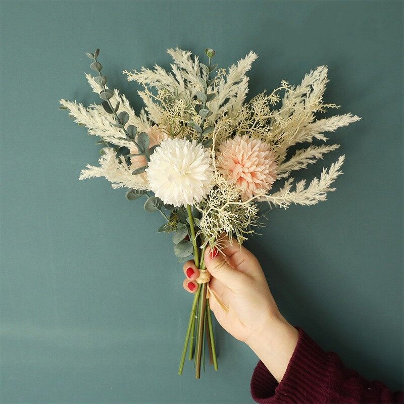 1 Bouquet Artificial Flowers Hydrangea Catkins Chrysanthemum Living Room Decoration Wedding Bouquet DIY Combination