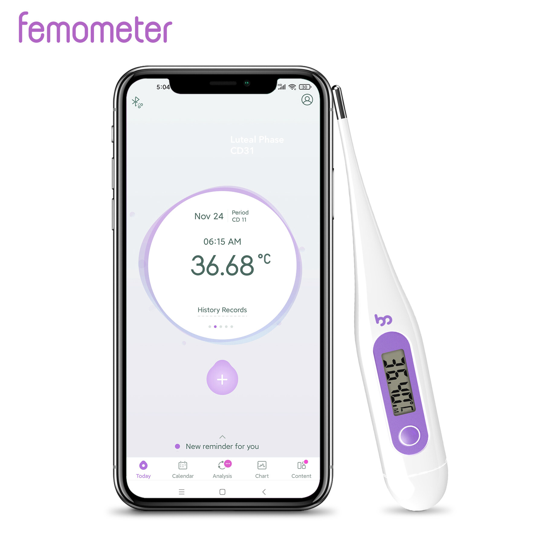 Femometer Digital Thermometer 1/100th Degree High-Precision with Memory Waterproof for Fever with Box Oral Basal Thermometer (1 Year Warranty)