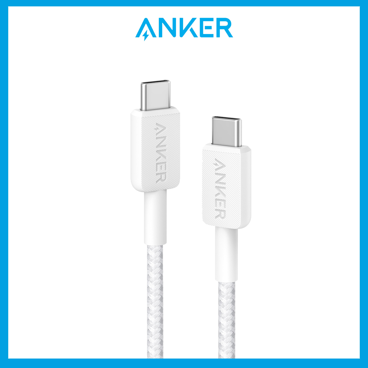 Anker 322 PowerLine USB C to USB C Cable Braided Nylon Cable 3ft/0.9m 60W Type C To C Fast Charging Cable For Phones, Tablets, Laptops and more(A81F5)