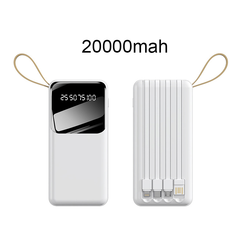 Fast Charging Power Bank With Cable Powerbank 30000 Mah 20000mAh 4 in 1 Large-Capacity PowerBank Display Digital Power Bank Chager