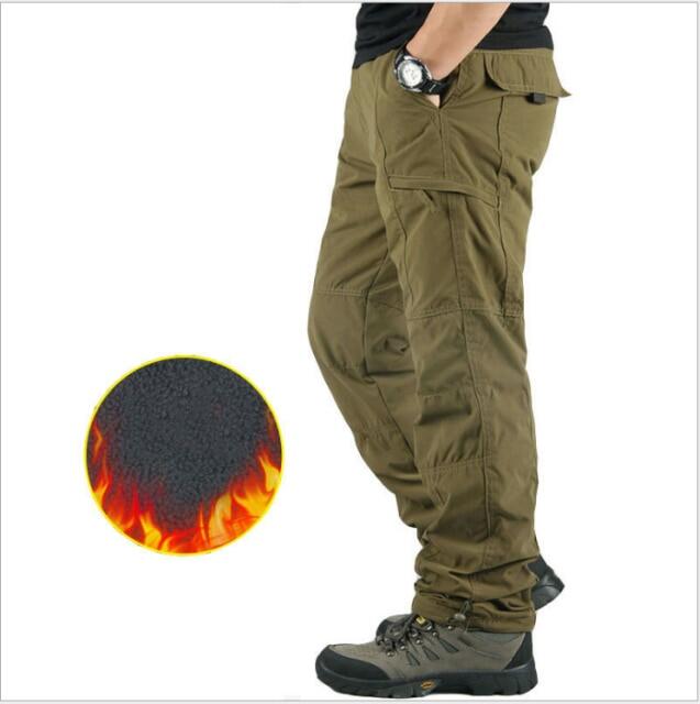 2021 Winter Thick Fleece Casual Pants Men Cotton Military Tactical Baggy Cargo Pants Double Layer Velvet Warm Thermal Trousers