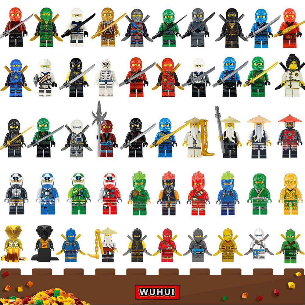 WUHUI 50PCS Ninja Minifigures Toy Building Kit Building Blocks Ninja Snake LIoyd Garmadon Legion Skales Pythor Fangdam Acidicus Ninjago Building Bricks Kids Toy Toys for Boys Girls Compatible with Al