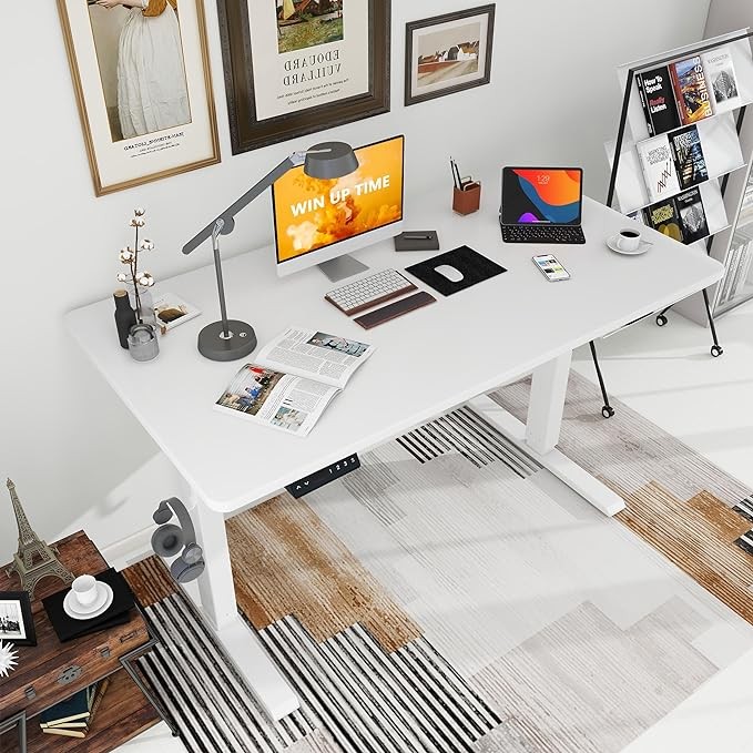 Standing Desk Adjustable Height-Whole Piece Desktop Stand Up Desk, Electric Standing Desk, Sit to Stand Desk for Home Office Computer Desk, Black