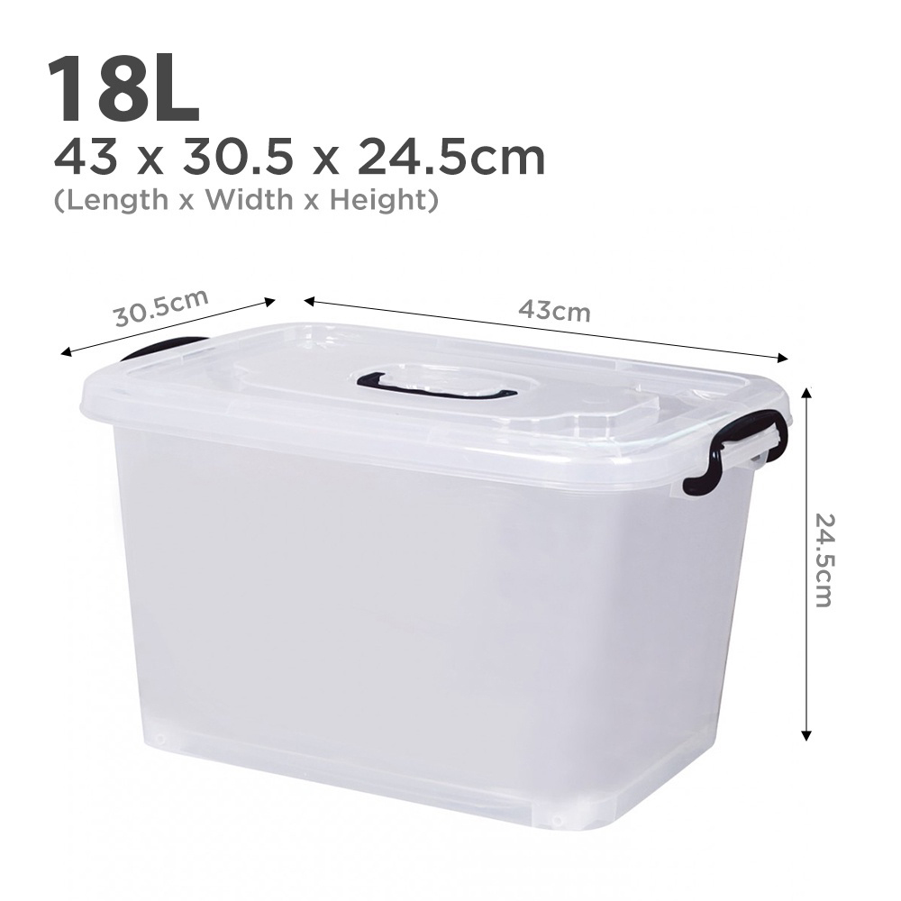 (JIJI.SG) LAURA Transparent Storage Box / Container / Stackable / Handle / Plastic / with Wheels / Space Saving / Organiser / jt