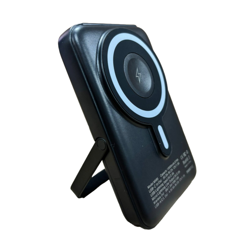 10000mAh Wireless Magnetic Powerbank Comes with Cables and Foldable Stand Suitable for all type of phones, watch and earphones that support wireless charge