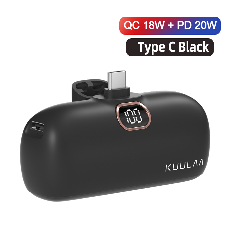KUULAA 5000mAh Mini PowerBank 20W/18W Fast Charging Portable Charger Power Bank Compatible for iPhone 15/15 Pro Max/14/14 Pro Max/13/13 Pro Max/12/11/XR/X/8/7/6 etc series
