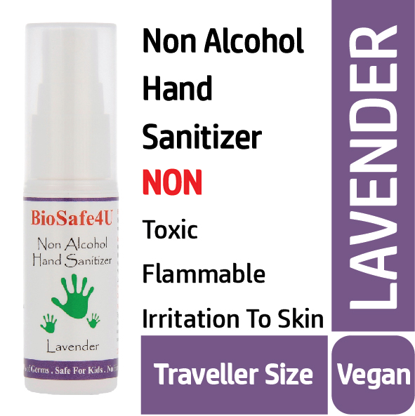 Hand Sanitizer, Non Alcohol & Alcohol, Blend With Lavender Essential Oil, Travel Size, Light & Compact