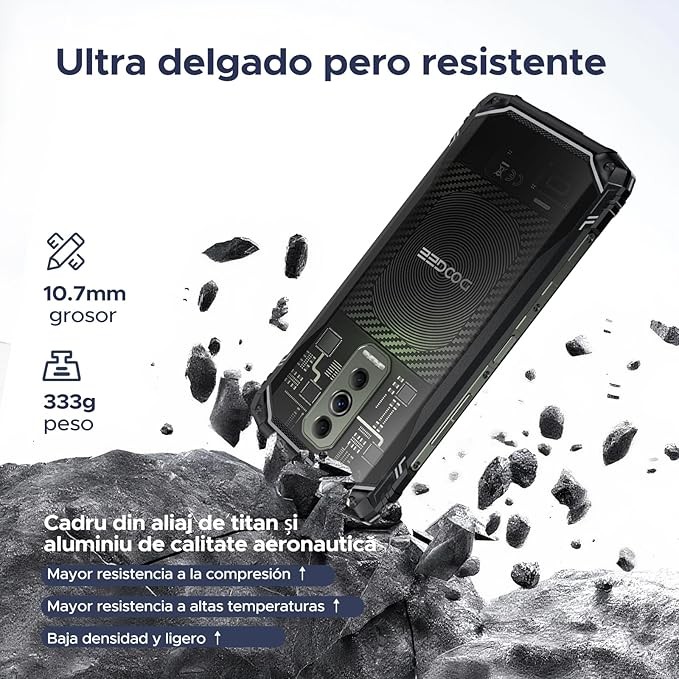 DOOGEE Blade 10 Ultra Energy Android 15 Rugged Phone 4.5G, 10.7mm Ultra-thin, Octa-core Rugged Smartphone, 6.6-inch HD+ 90Hz, 64MP Camera, 6150mAh Battery, IP68/IP69K Waterproof Phone, NFC/Face Unlock