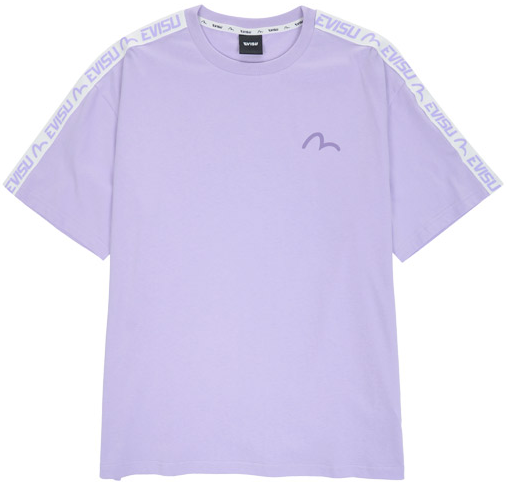 [EVISU KOREA] Overfit TAPE Detail Short-sleeve T-shirt Casual Men Tshirt Women Tee Couple T shirts Tops 100% Authentic Cotton Korean fashion