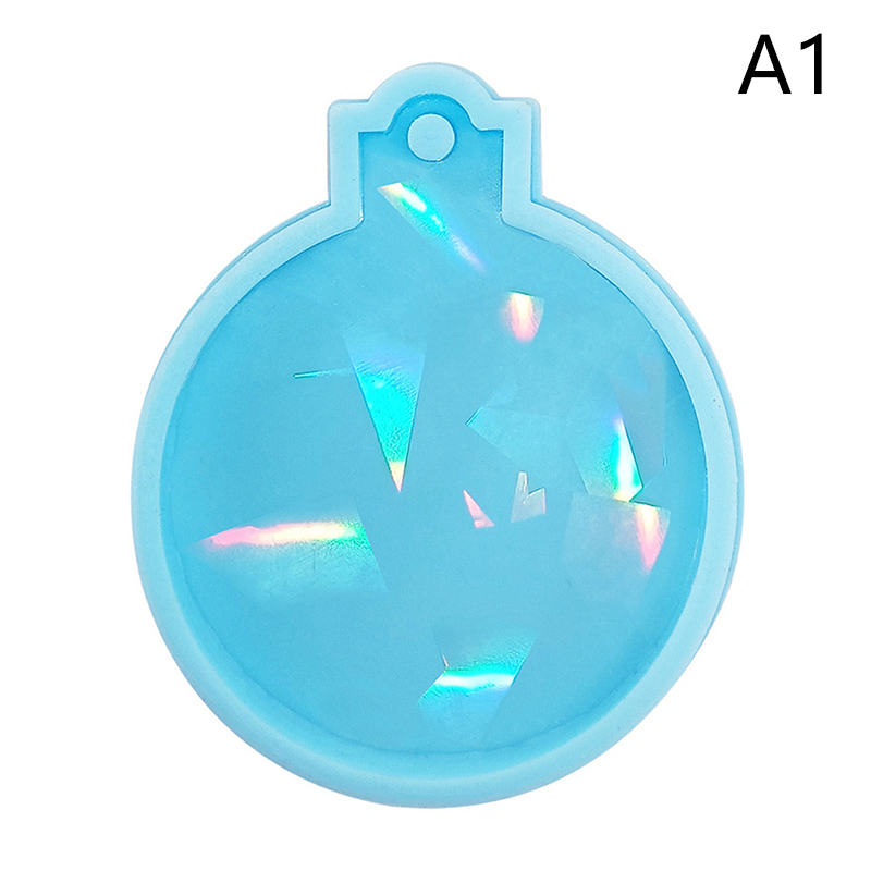 yixiayun Holographic Pendant Silicone Mold Christmas Ball Keychain Epoxy Mold DIY Craft Jewelry Making Christmas Tree Ornament Mold