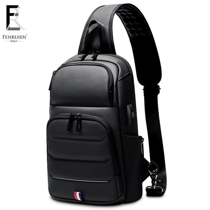 FRN New Fashion Men Chest bag for 9.7 iPad USB Charging Short Trip Messenger Bags Water Repellent Crossbody Shoulder Bag