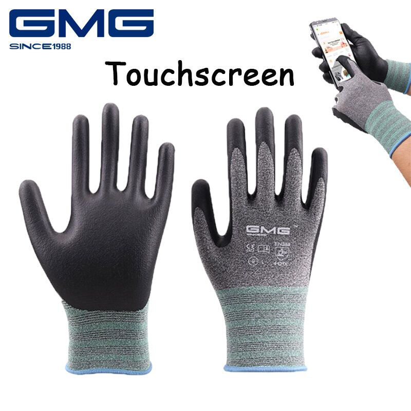 GMG Working Gloves thin foam gloves Non-slip Gloves The thumb, forefinger, and middle finger have conductive fibers. Nitrile Garden Coating Gardening Touch Screen Mechanic Work Gloves for Women a