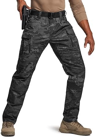 CQR Men's Flex Elastic Tactical Pants Waterproof and Tear-resistant Work Pants Lightweight EDC Outdoor Work Mountaineering Pants