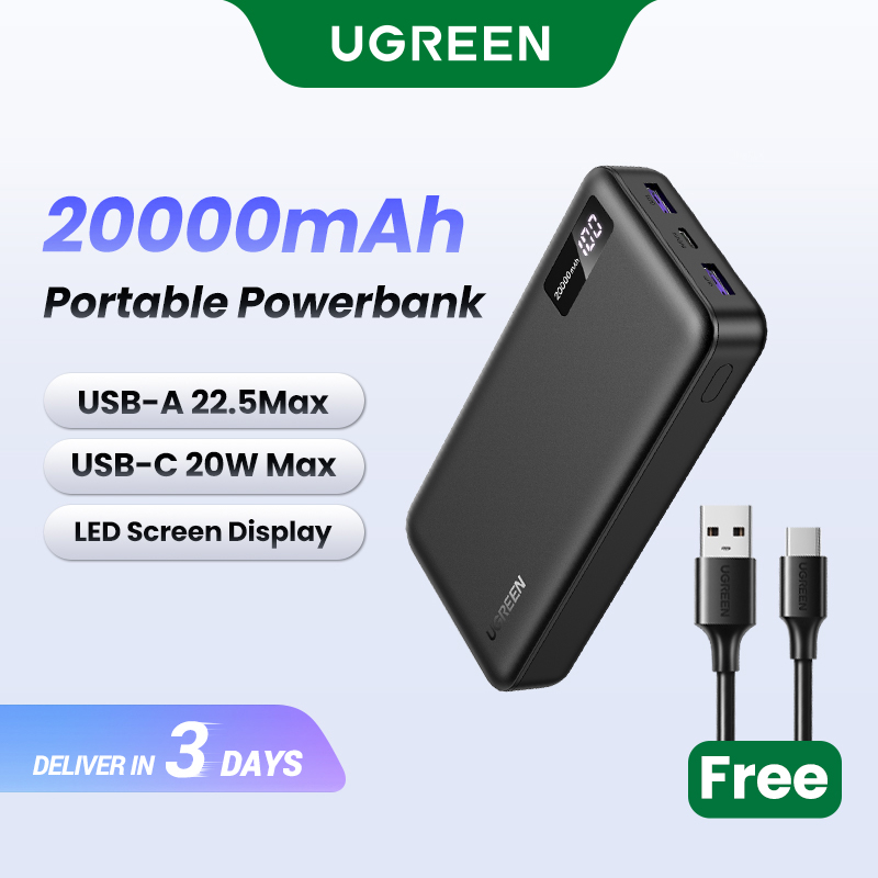 UGREEN 10000mAh/20000mAh Power Bank PD 20W SCP 22.5W QC 18W Powerbank USB Type C Portable Charger Compatible for iPhone 16 15 Pro Max iPhone 16 15 Plus Samsung iPad 10th 9th Generation Pixel Huawei Mo