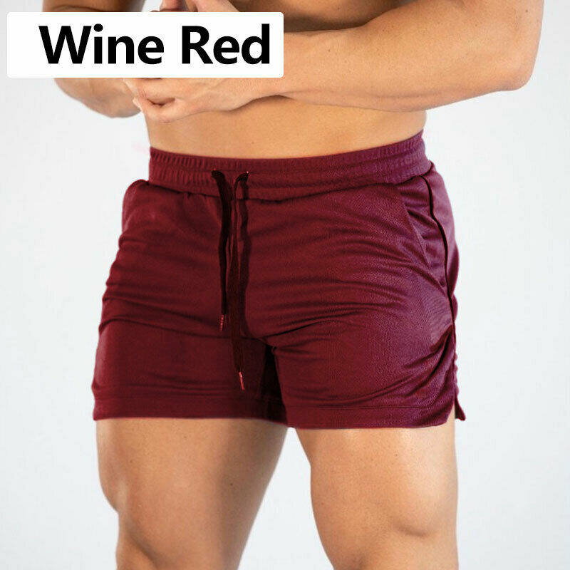 Happybuyner Men Fitness Stretchable Polyster Summer Gyms Workout Male Breathable Mesh Quick Dry Sportswear Jogger Beach Short Pants
