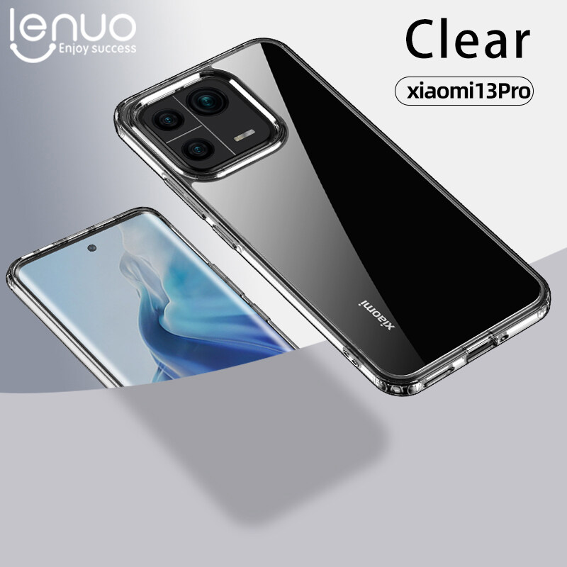Lenuo for Xiaomi 13 13 Pro Case - 4-corner Shockproof Protection Flexible Silicon Bumper + PC Frosted Semi Transparent Back Cover
