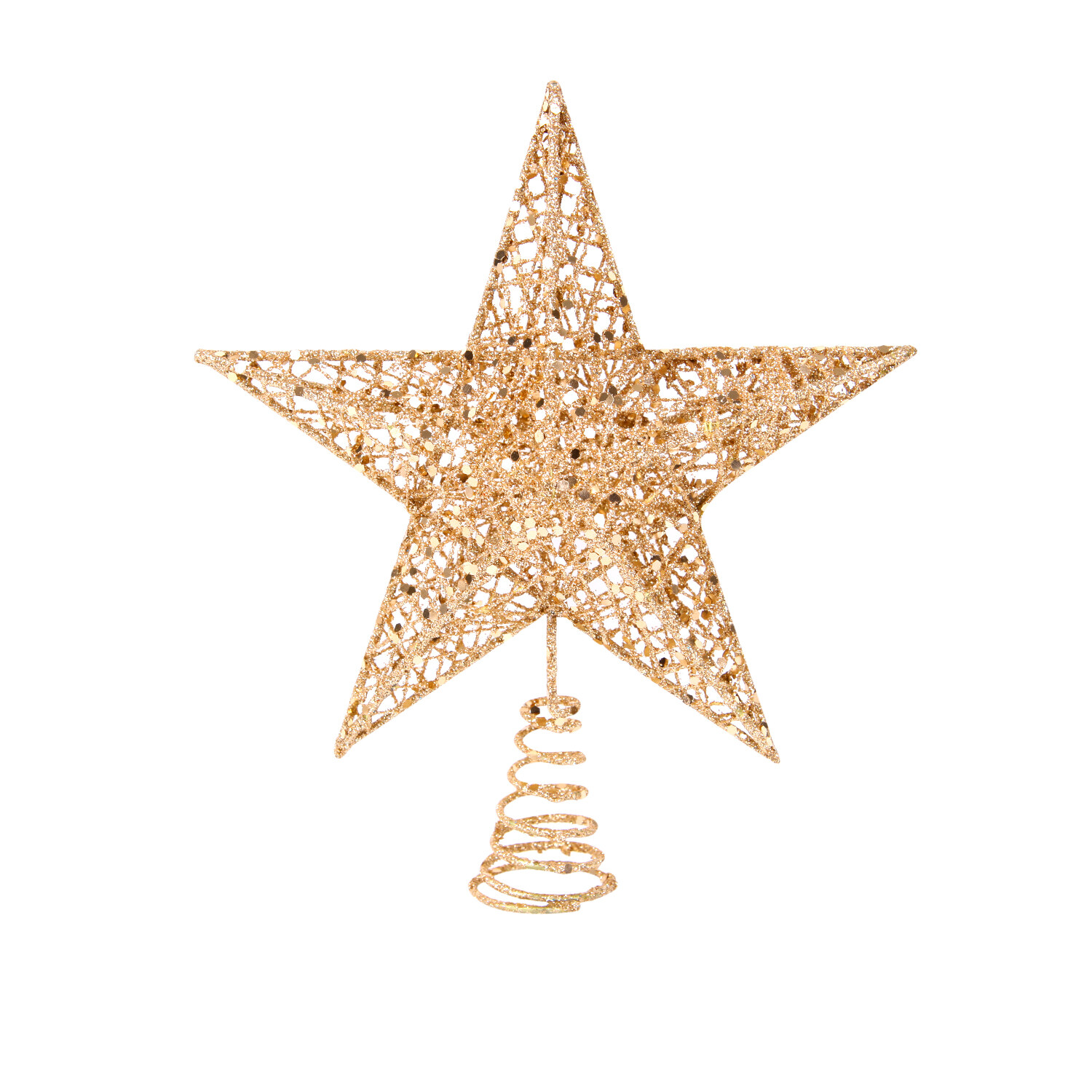 25cm Big Christmas Five-pointed Star Gold Sliver Glitter Christmas Tree Top Star Decorations For Home Exquisite Iron Art Ornament Xmas Party New Year Decor
