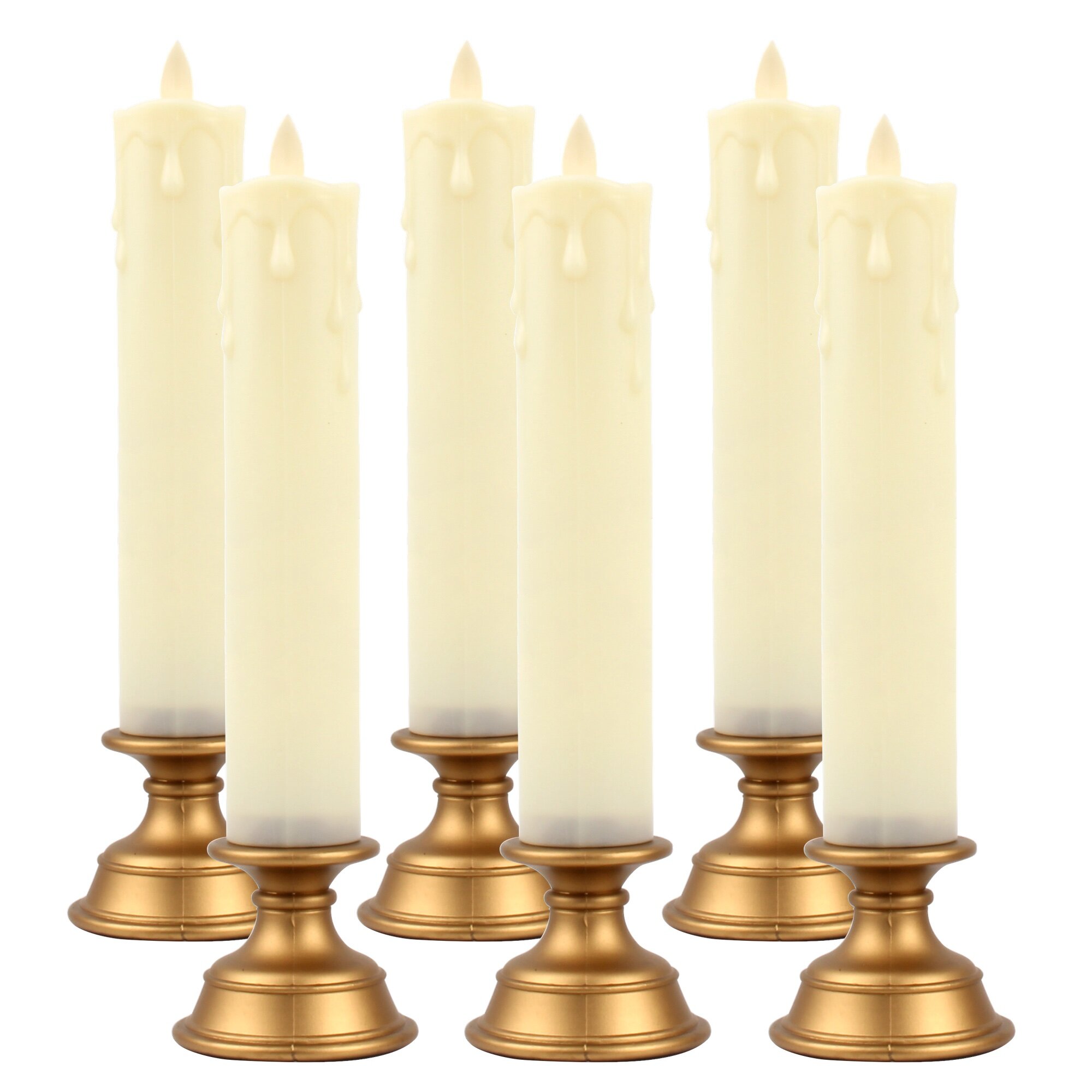 Wax Dripped Flickering Flameless Fake LED Taper Candle Powered by 2 AAA Batteries(NOT Included) Lighting 120+ Hrs, Black Candle Holders for Halloween,Xmas,Home Decor