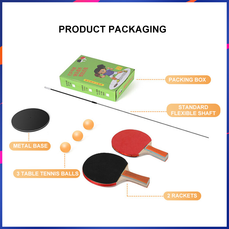 WEKO Portable Table Tennis Trainer Pingpong Toy For Kids Elastic Flexible Soft Shaft Training Equipment Kit Single Self-training