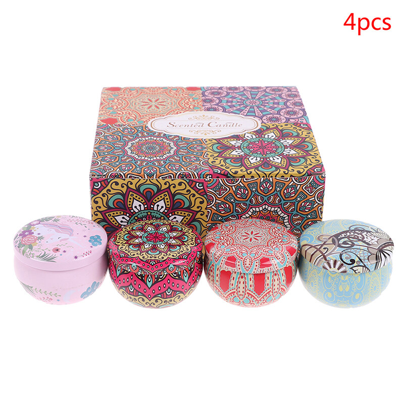 M&H 4/8pcs Fragrance Aromatherapy Scented Candle Natural Travel Tin Home Decor