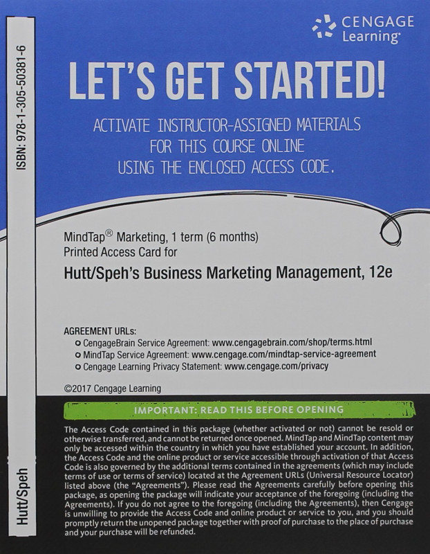 Bundle: Business Marketing Management B2B, Loose-Leaf Version, 12th + MindTap Marketing, 1 term (6 months) Printed Access Card 12th Edition