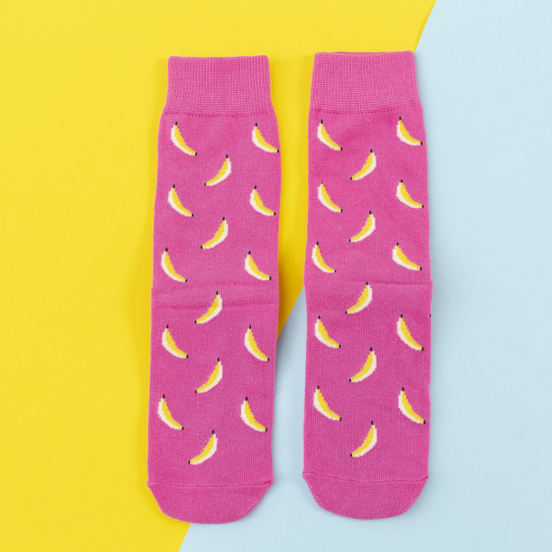 Funny Cartoon Fruits Food Women Crew Socks New Trend Cute Egg Cookie Donut Happy Colorful Novelty Skateboard Female Cotton Long Socks
