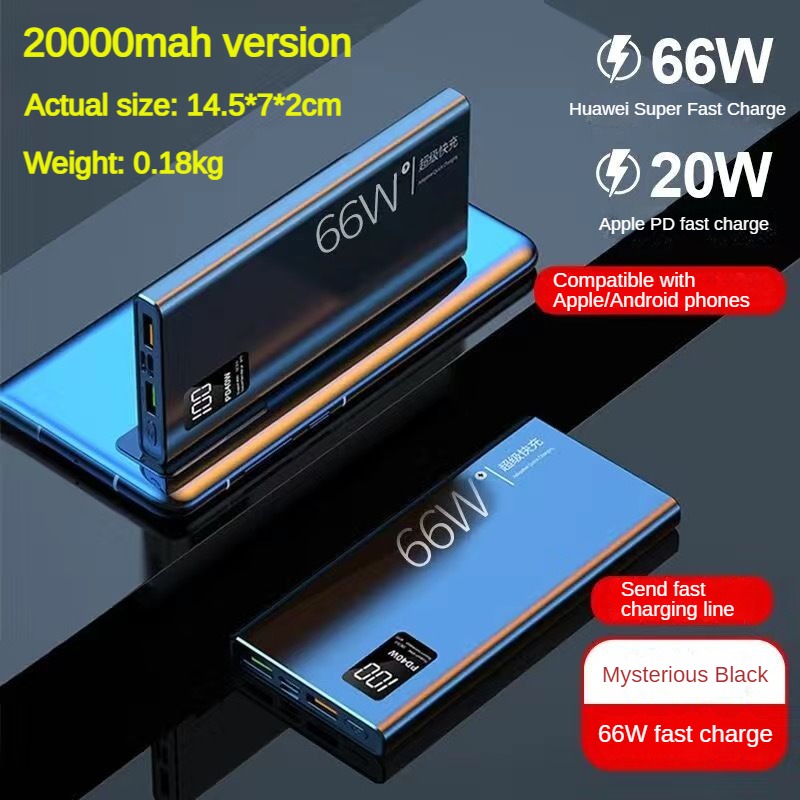 (1-3 Days Delivered)66W Powerbank 20000/30000mAh Fast Charging Full Capacity Powerbank USB Portable Digital Display Flash Charging Battery mobilepower