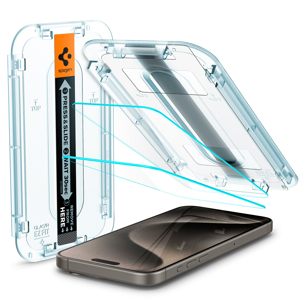 SPIGEN 2 Pack Screen Protector for iPhone 16 Series / iPhone 15 Series [Glas.tR EZ Fit] Less Time, Guaranteed Alignment / iPhone 16 Series / iPhone 15 Series Screen Protector