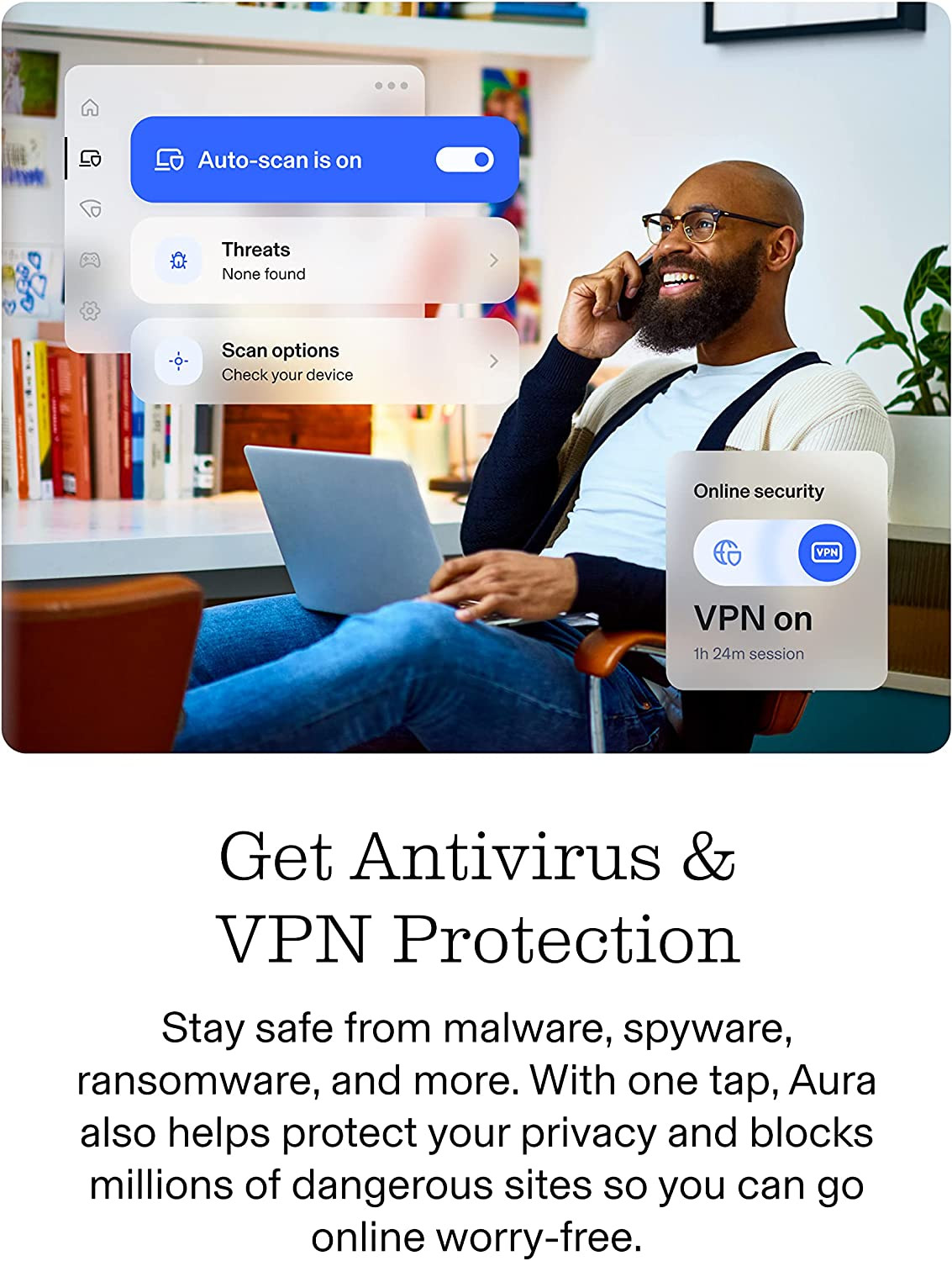 Aura Ultimate Online Safety Suite | Internet Security & Identity Protection Software | Antivirus, VPN, Password Manager, Dark Web Monitoring | Family Plan, 1 Year Prepaid Subscription [Online Code]