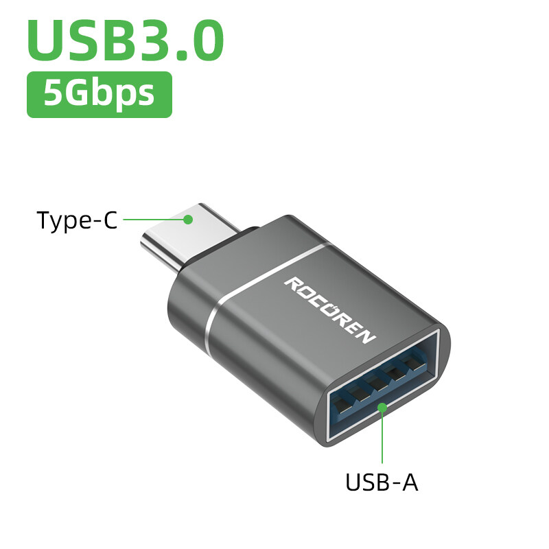 Rocoren OTG Adapter USB Type C Male To USB A 3.0 Female Converter For MacBook Samsung S22 S20 Android TypeC USBC OTG Connector