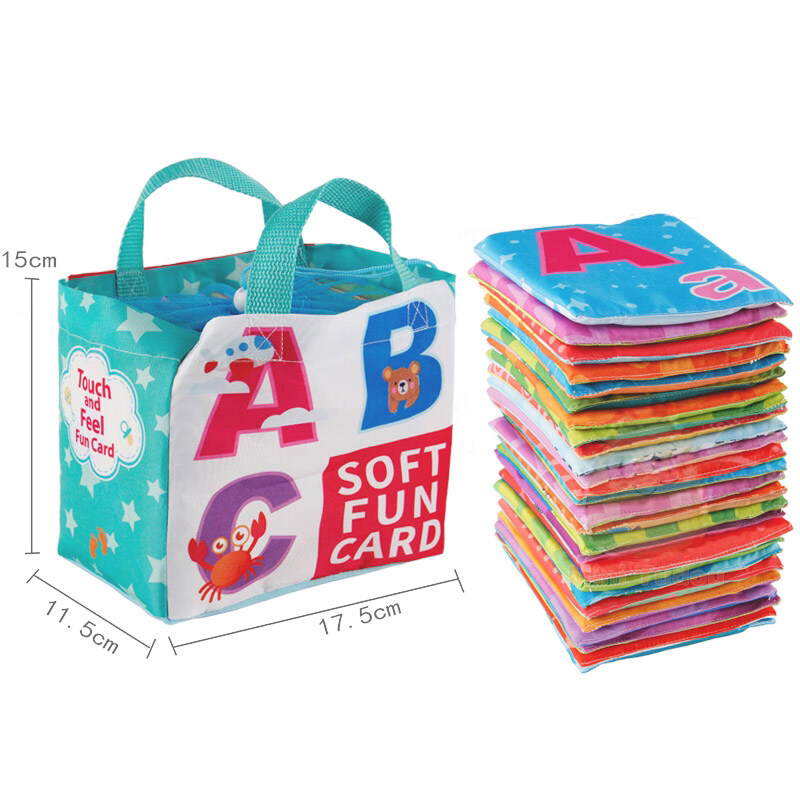 AliToys alphabet flash cards Educational Toys Set 0-12 Months Baby Learning Language Quiet Cloth Book First Kids Soft Books Animal English Learning Card Can be washed