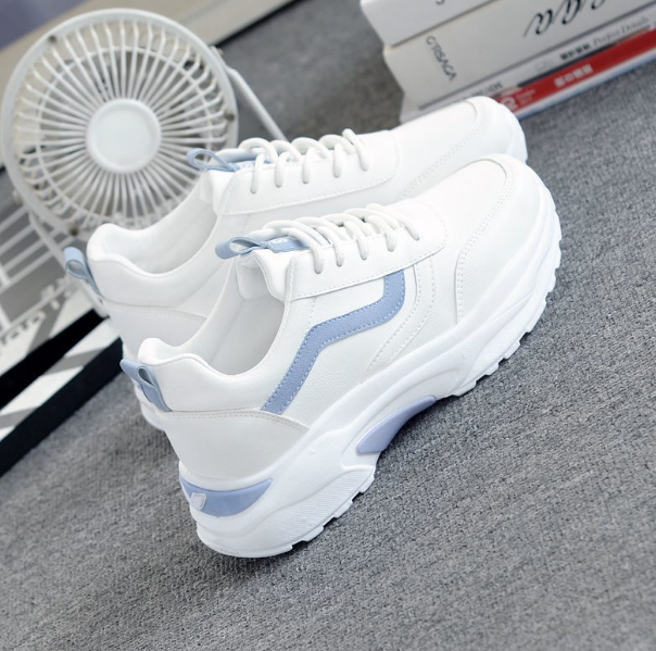 GanGdun New Women's new lace-up low-heel white shoes sports casual sneakers