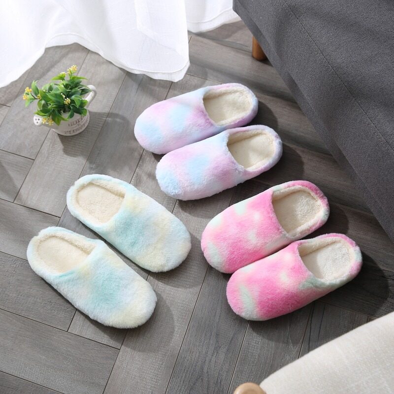 Winter Autumn Fluffy Women Fur Colorful Slippers Antiskid Fashion Indoor Shoes